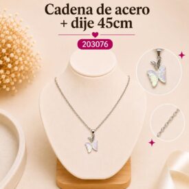 Cadena acero PLATEADO (45cm) + dije Cod.203076