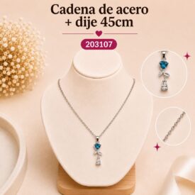 Cadena acero PLATEADO (45cm) + dije Cod.203107
