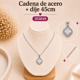 Cadena acero PLATEADO (45cm) + dije Cod.203049