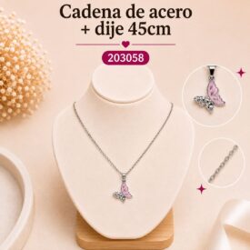 Cadena acero PLATEADO (45cm) + dije Cod.203058