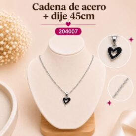 Cadena acero PLATEADO (45cm) + dije Cod.204007