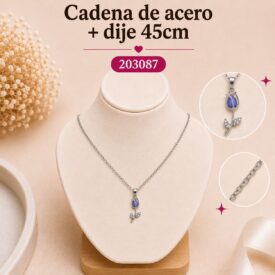 Cadena acero PLATEADO (45cm) + dije Cod. 203087