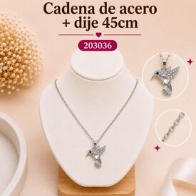 Cadena acero PLATEADO (45cm) + dije Cod.203036