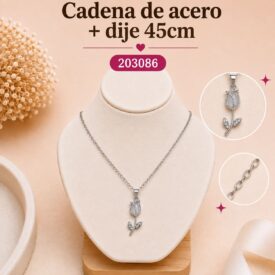 Cadena acero PLATEADO (45cm) + dije Cod. 203086