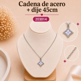 Cadena acero PLATEADO (45cm) + dije Cod.204014