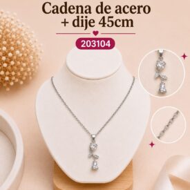 Cadena acero PLATEADO (45cm) + dije Cod. 203104