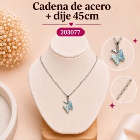 Cadena acero PLATEADO (45cm) + dije Cod. 203077