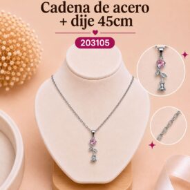Cadena acero PLATEADO (45cm) + dije Cod. 203105