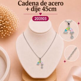 Cadena acero PLATEADO (45cm) + dije Cod.203103