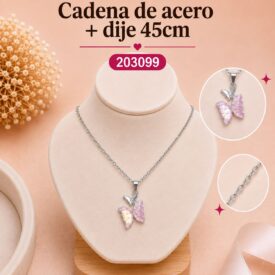 Cadena acero PLATEADO (45cm) + dije Cod.203099