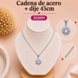 Cadena acero PLATEADO (45cm) + dije Cod.203091