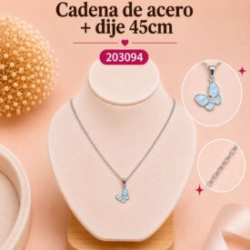Cadena acero PLATEADO (45cm) + dije Cod.203094