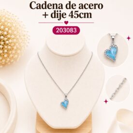 Cadena acero PLATEADO (45cm) + dije Cod.203083
