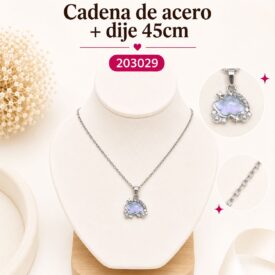 Cadena acero PLATEADO (45cm) + dije Cod.203029