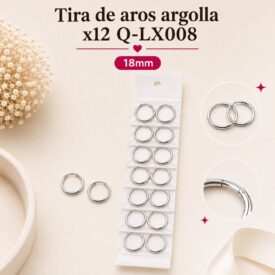 0497 aros Argollas acero blanco X 12 pares LX008 18mm