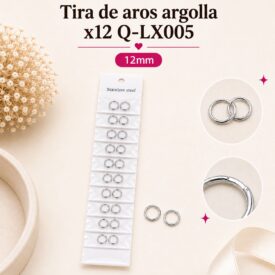 0494 aros Argollas acero blanco 12mm X 12 pares LX005