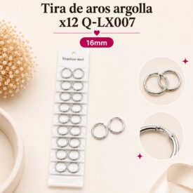 0496 aros Argollas acero blanco X 12 pares LX007 16mm