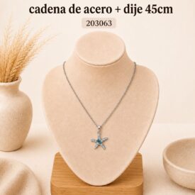 Cadena acero PLATEADO (45cm) + dije Cod. 203063