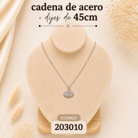 Cadena acero PLATEADO (45cm) + dije Cod.203010