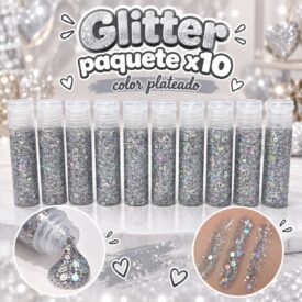 7143  glitters Luyagus x paq.  Plateados 10u.