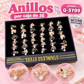 7195 anillo caja x 36 und ACERO DORADO Q-SY09