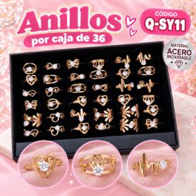 7193 anillo caja x 36 und ACERO DORADO Q-SY11