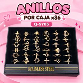 7205 anillo caja x 36 und ACERO DORADO Q-SY05