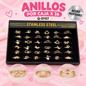 7204 anillo caja x 36 und ACERO DORADO Q-SY07