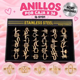 7203 anillo caja x 36 und ACERO DORADO Q-SY01