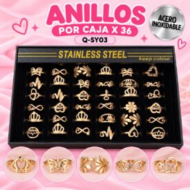 7201 anillo caja x 36 und ACERO DORADO Q-SY03