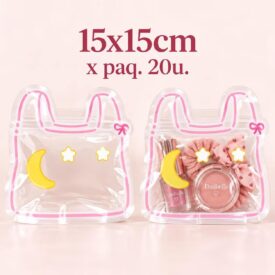 6061 bolsas doypack kawaii LUNA rosa x 20u. Medida 15*15cm BZD52